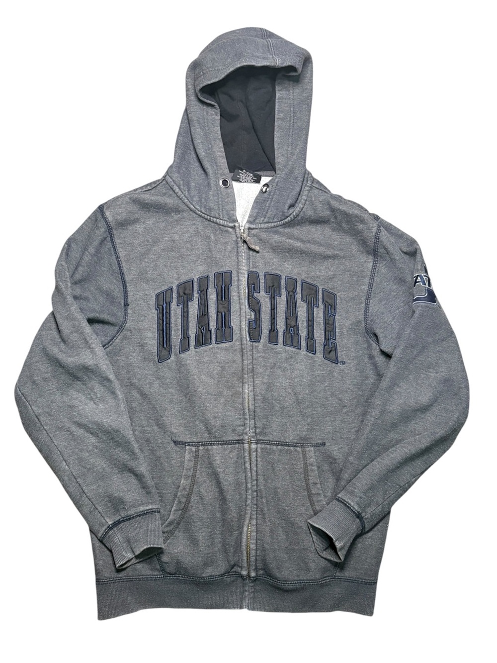 Colosseum Athletics Utah State Aggies Full Zip Hoodie Charcoal Gray Medium
